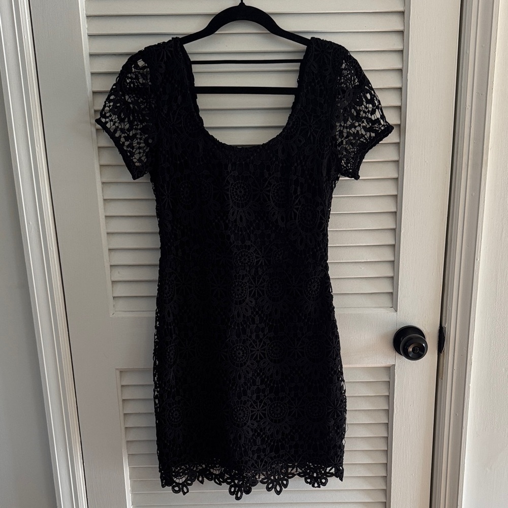 Hollister Black Crochet Mini Dress
